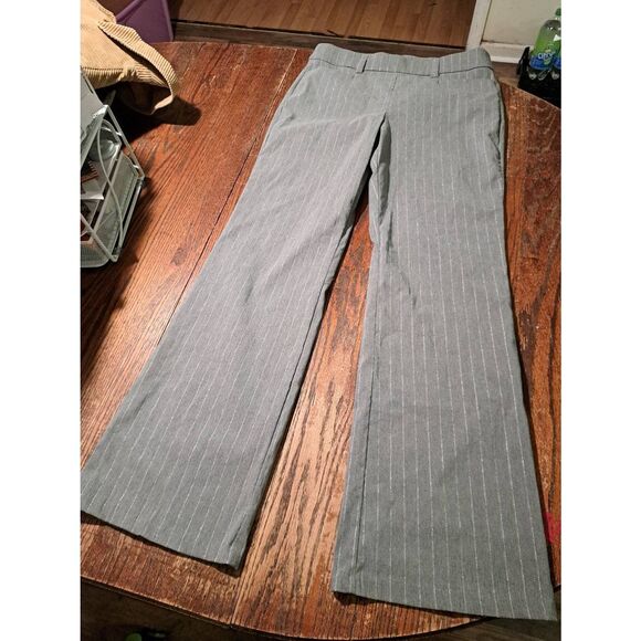 Maurices Womens Size Large Long Gray Metallic Stripe Stretch Bootcut Pants - Picture 1 of 3